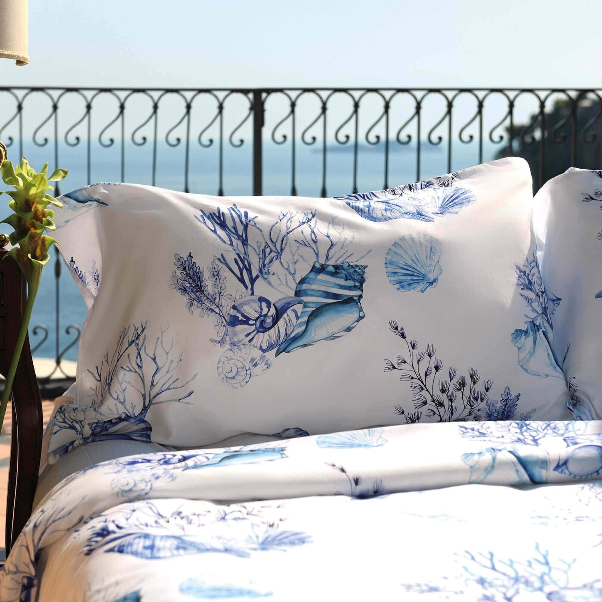 Printed Duvet Cover Set – Marittimo with Sea Blue Coral and Shells