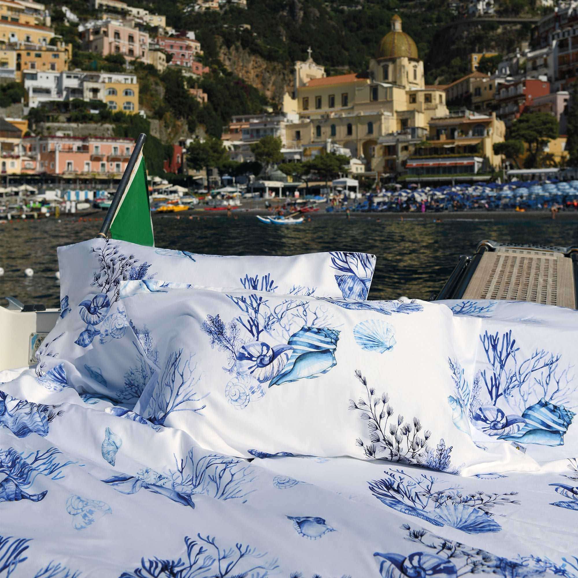 Printed Duvet Cover Set – Marittimo with Sea Blue Coral and Shells